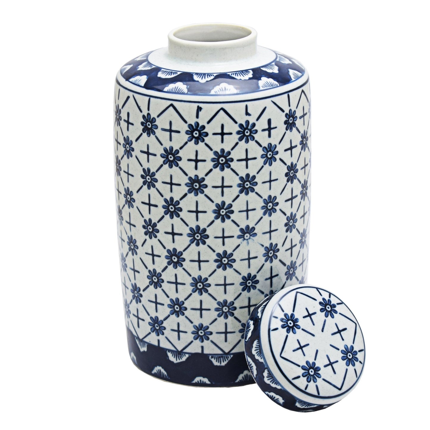 Urban Decor 26cm Damini Ginger Jar with Lid - Blue