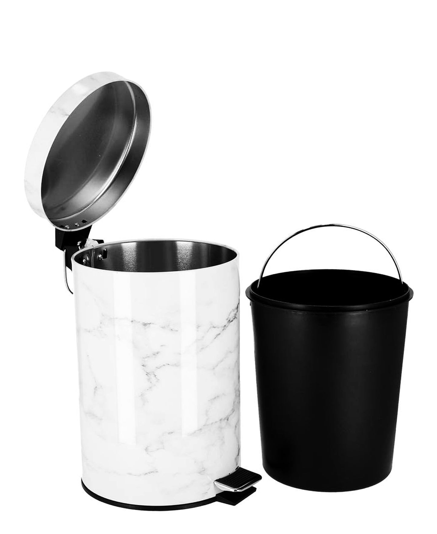 Kitchen Life 5L Marble Design Dust Bin - White