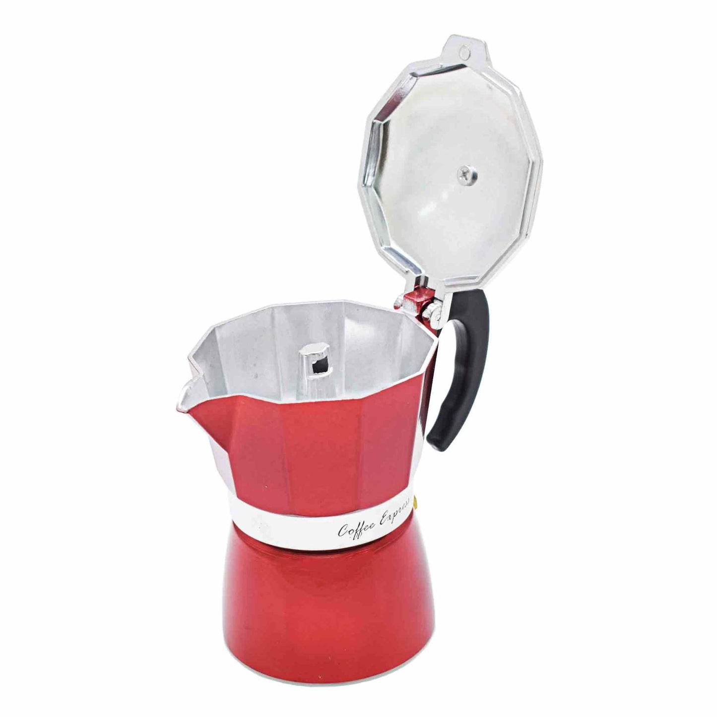 Regent 3-Cup Aluminium Espresso Maker - Red & Silver