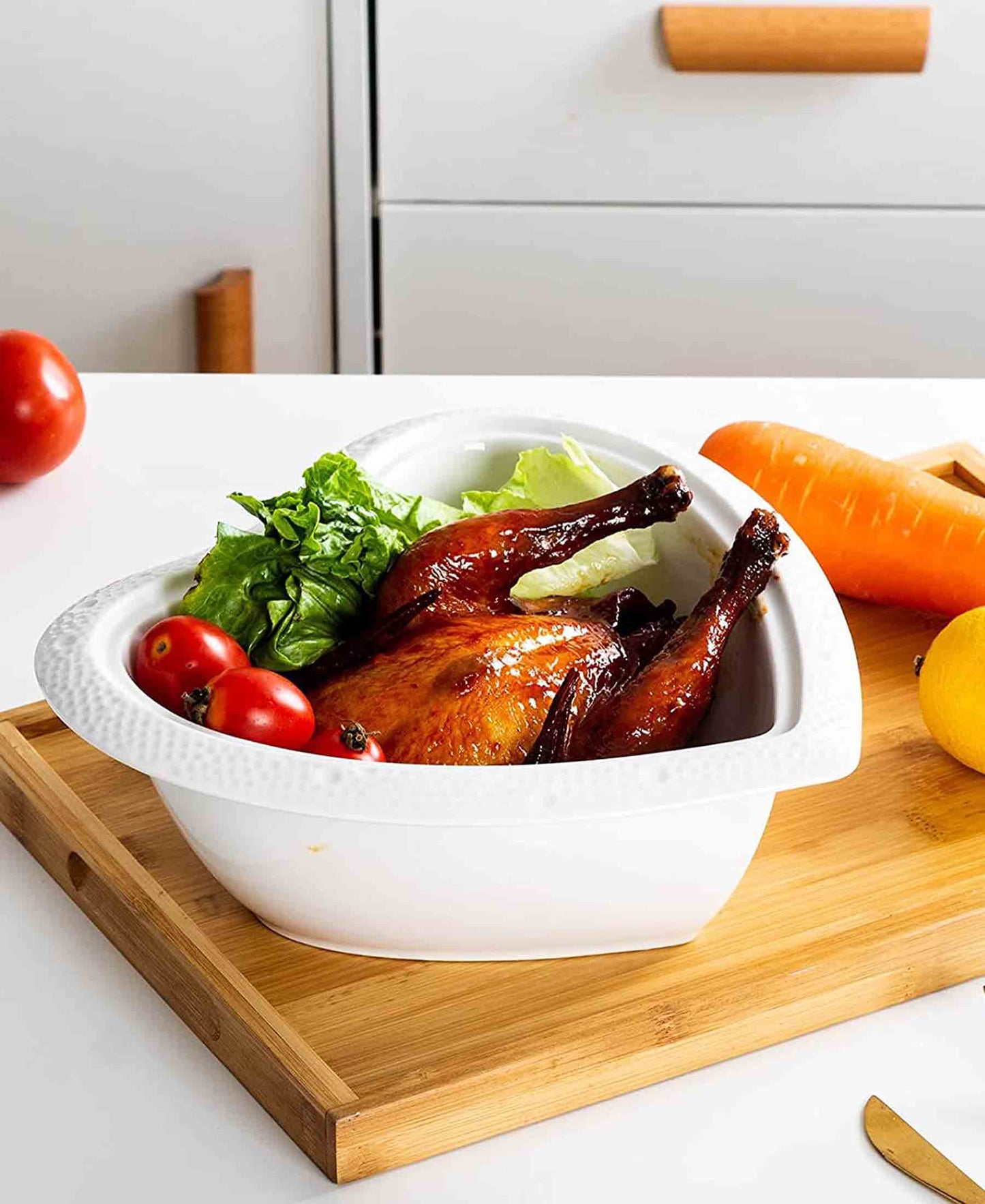 Kitchen Life Heart Casserole with Lid - White