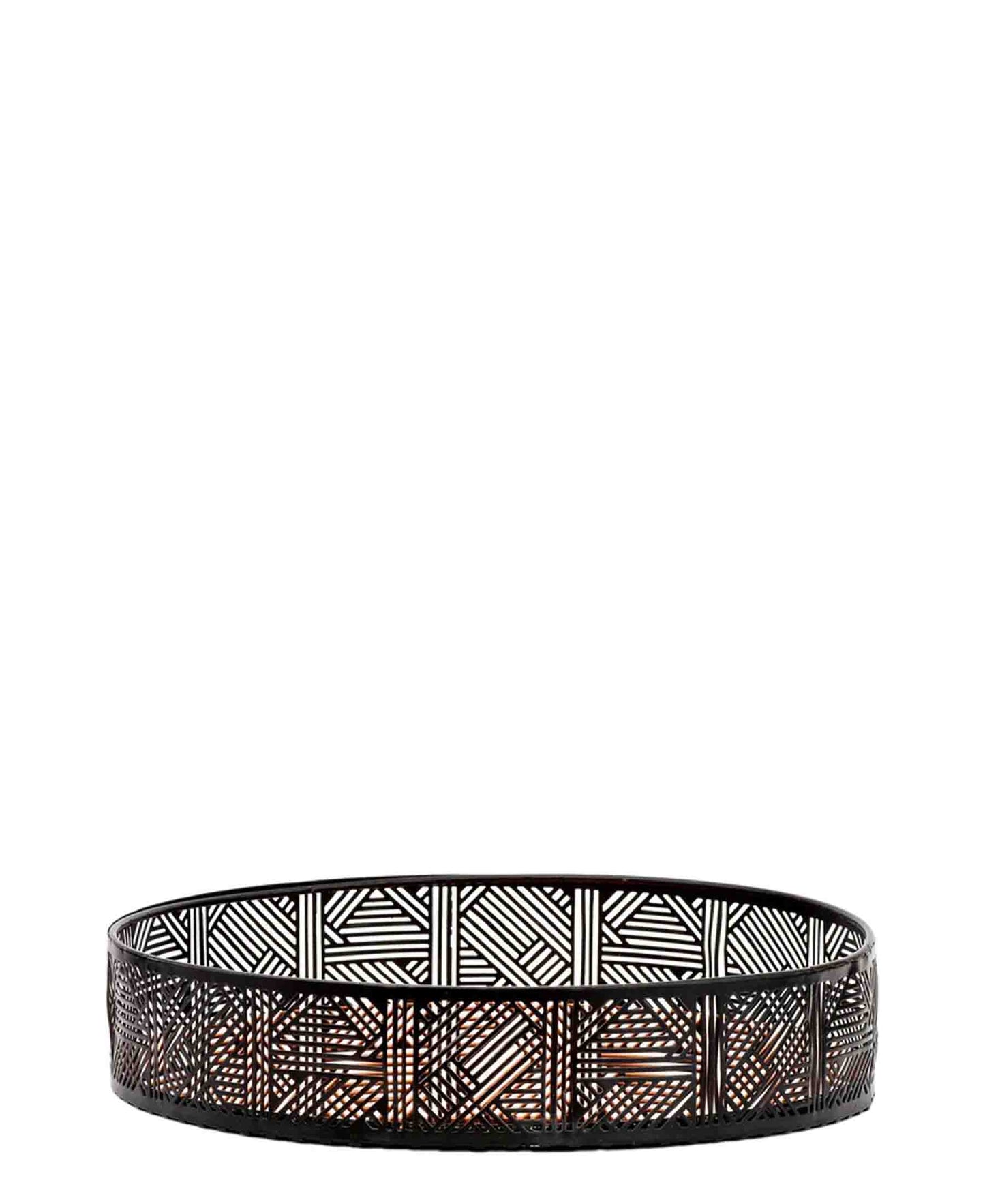 Kitchen Life 25cm Matrix Round Tray - Black & Rose Gold