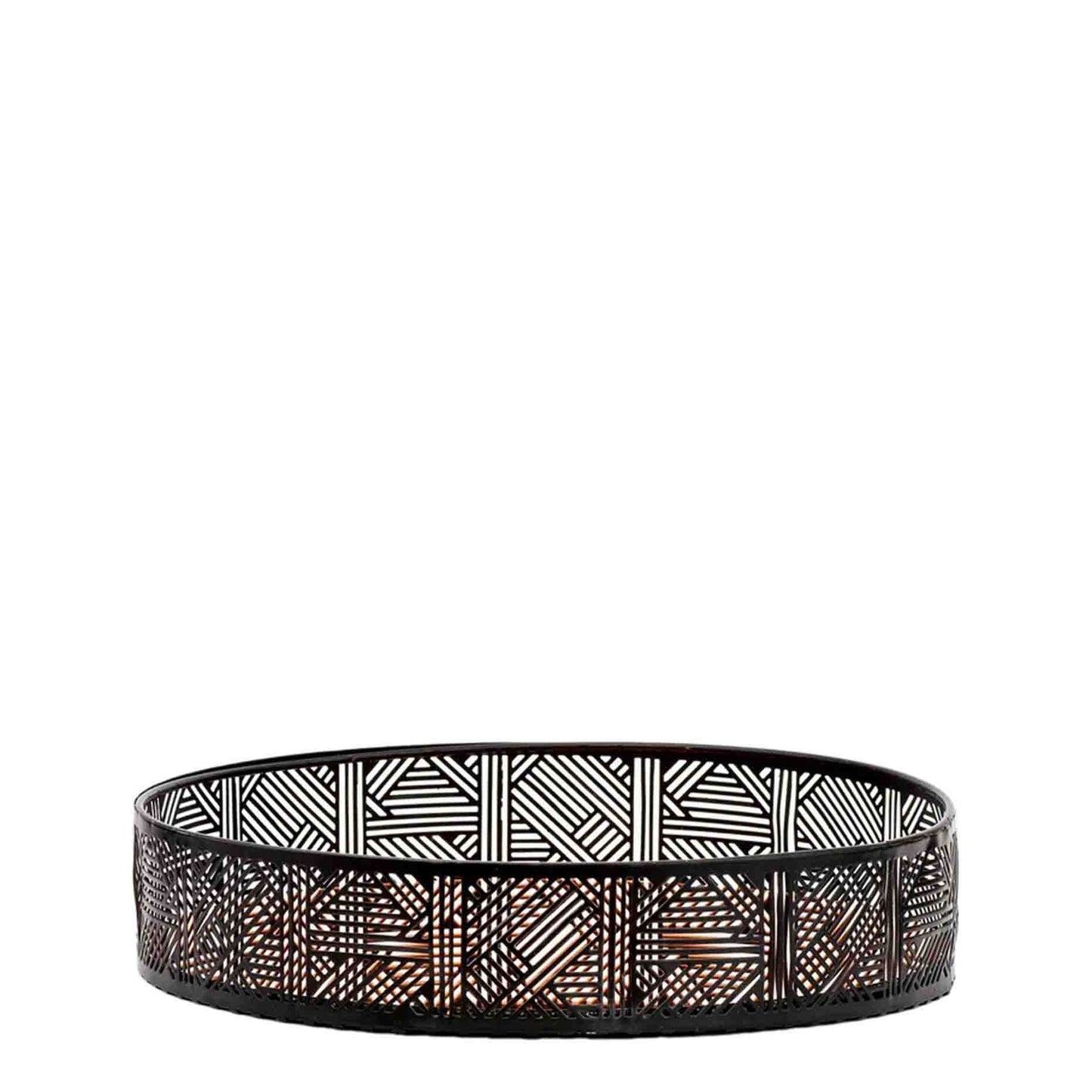 Kitchen Life 25cm Matrix Round Tray - Black & Rose Gold
