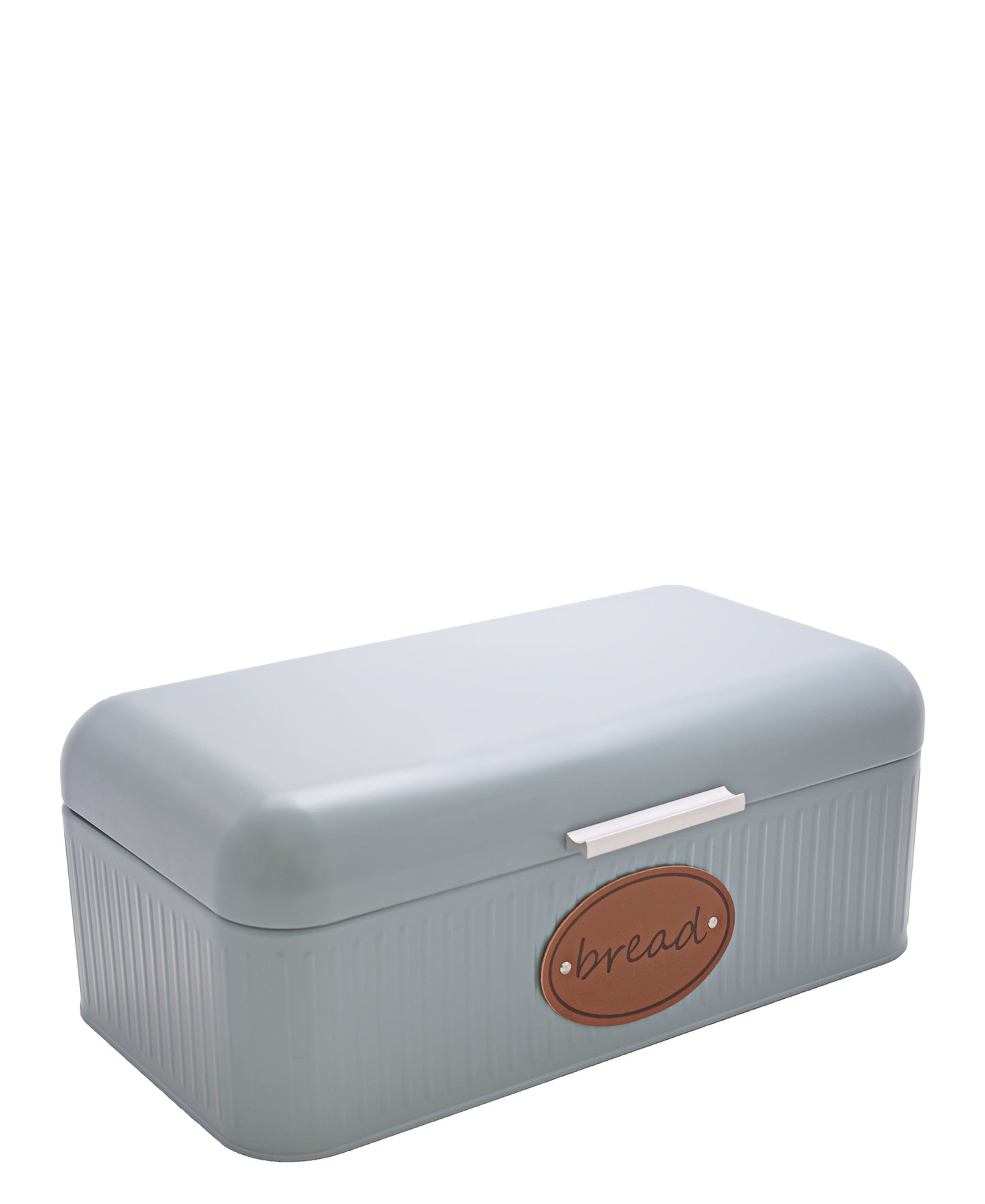 Aqua Bread Bin With Leather Strap - Blue/Grey