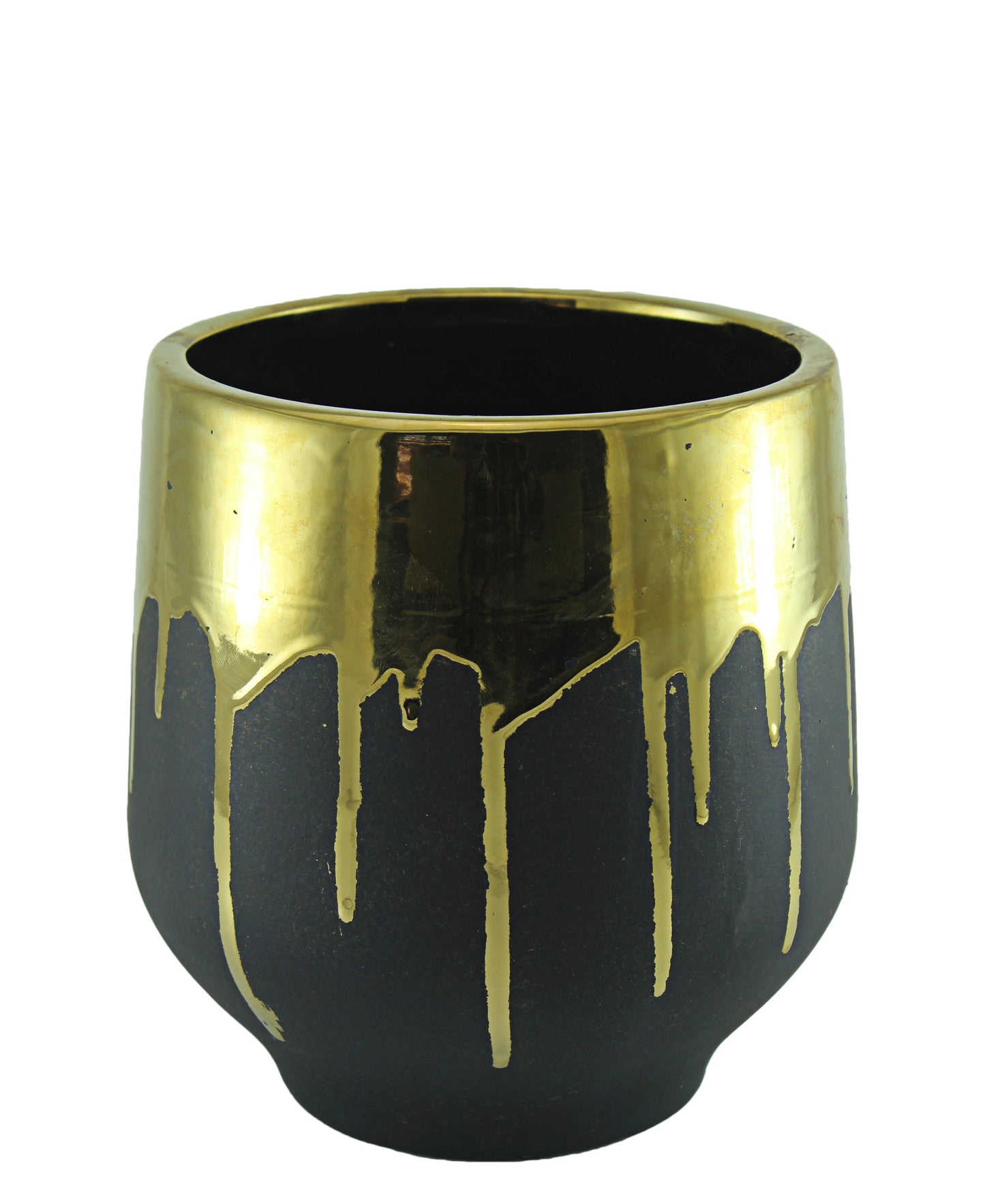 Urban Decor Gold Drip Short Vase - Black