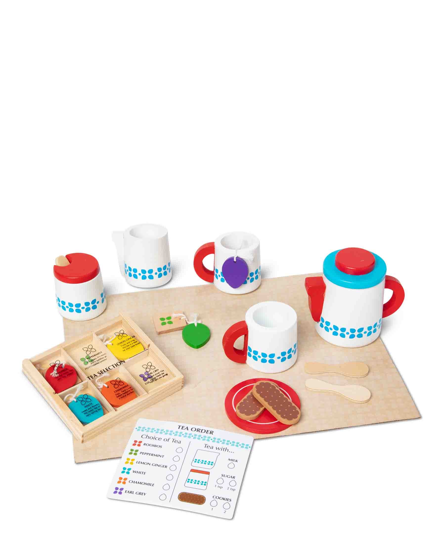 Melissa & doug wooden steep & serve tea set online