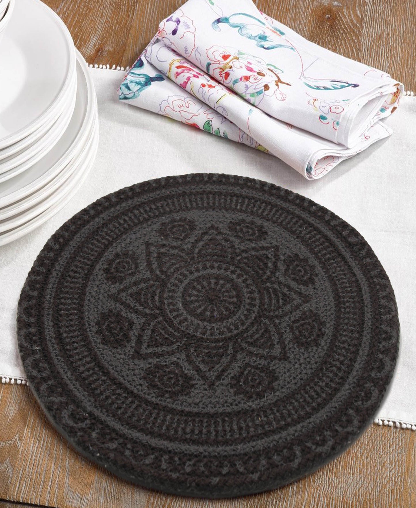 Kitchen Life Hand Woven Place Mat - Black