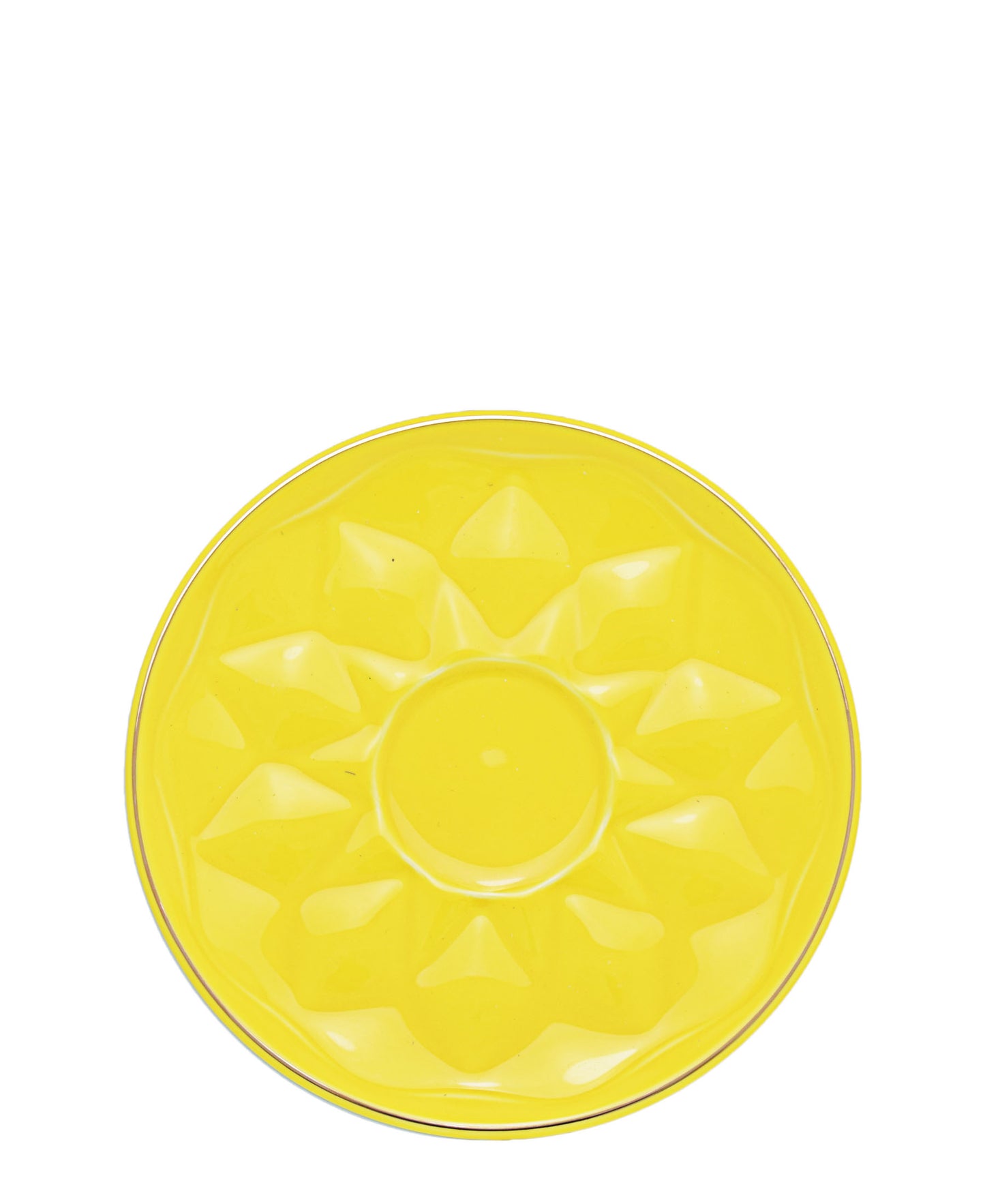 Kitchen Life Cup & Saucer 3 Piece - Yellow With Gold Rim