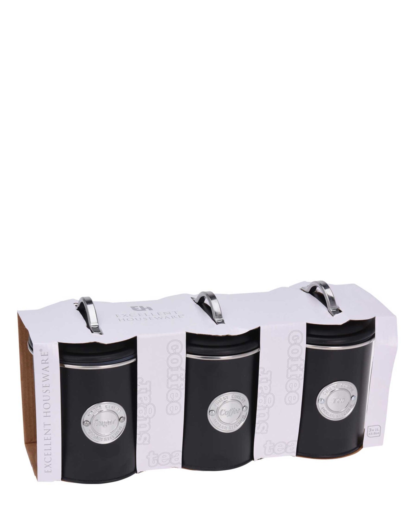 Finest Cuisine 3 Piece Canisters - Black