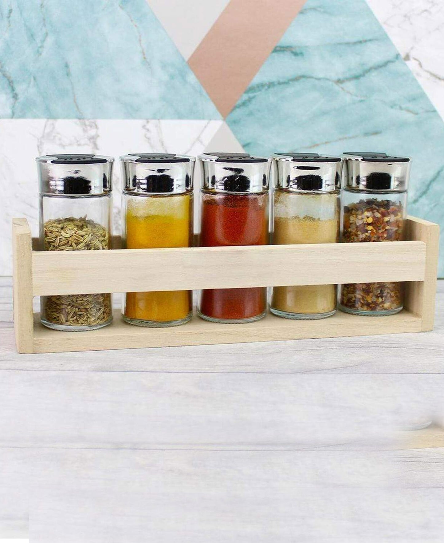 Excellent Houseware 6 Piece Spice Rack - Oak
