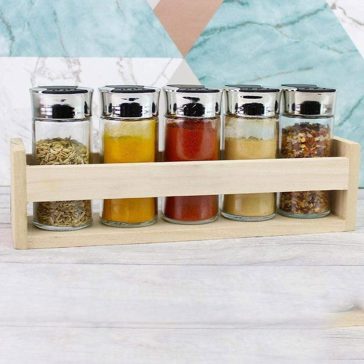 Excellent Houseware 6 Piece Spice Rack - Oak