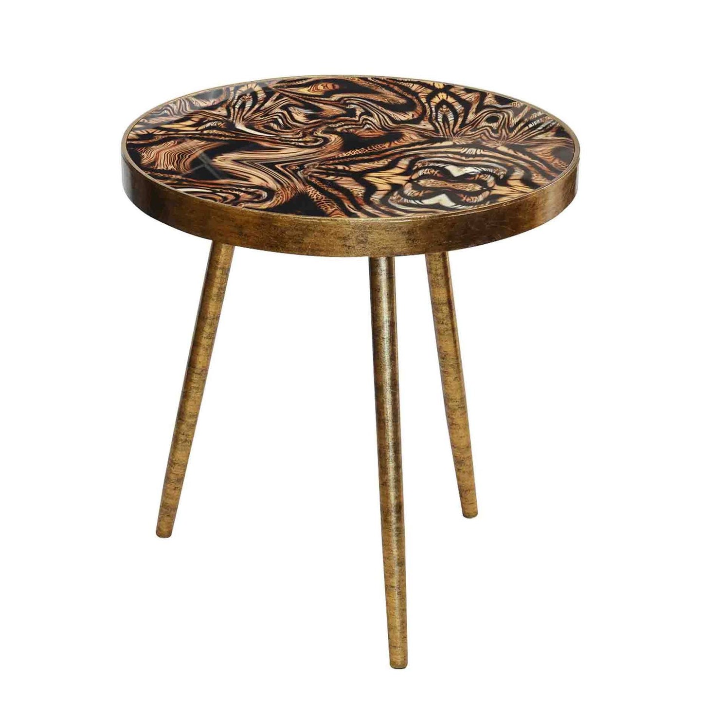Exotic Designs Glass Table Flat Top 60cm Feather - Brown