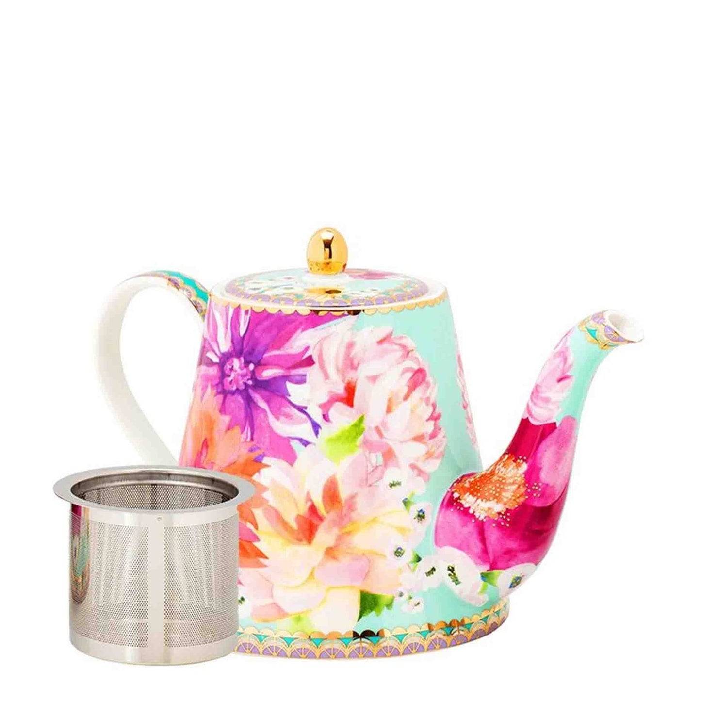 Maxwell & Williams Teas & C's Dahlia Daze Teapot With Infuser 500ml - Sky Blue