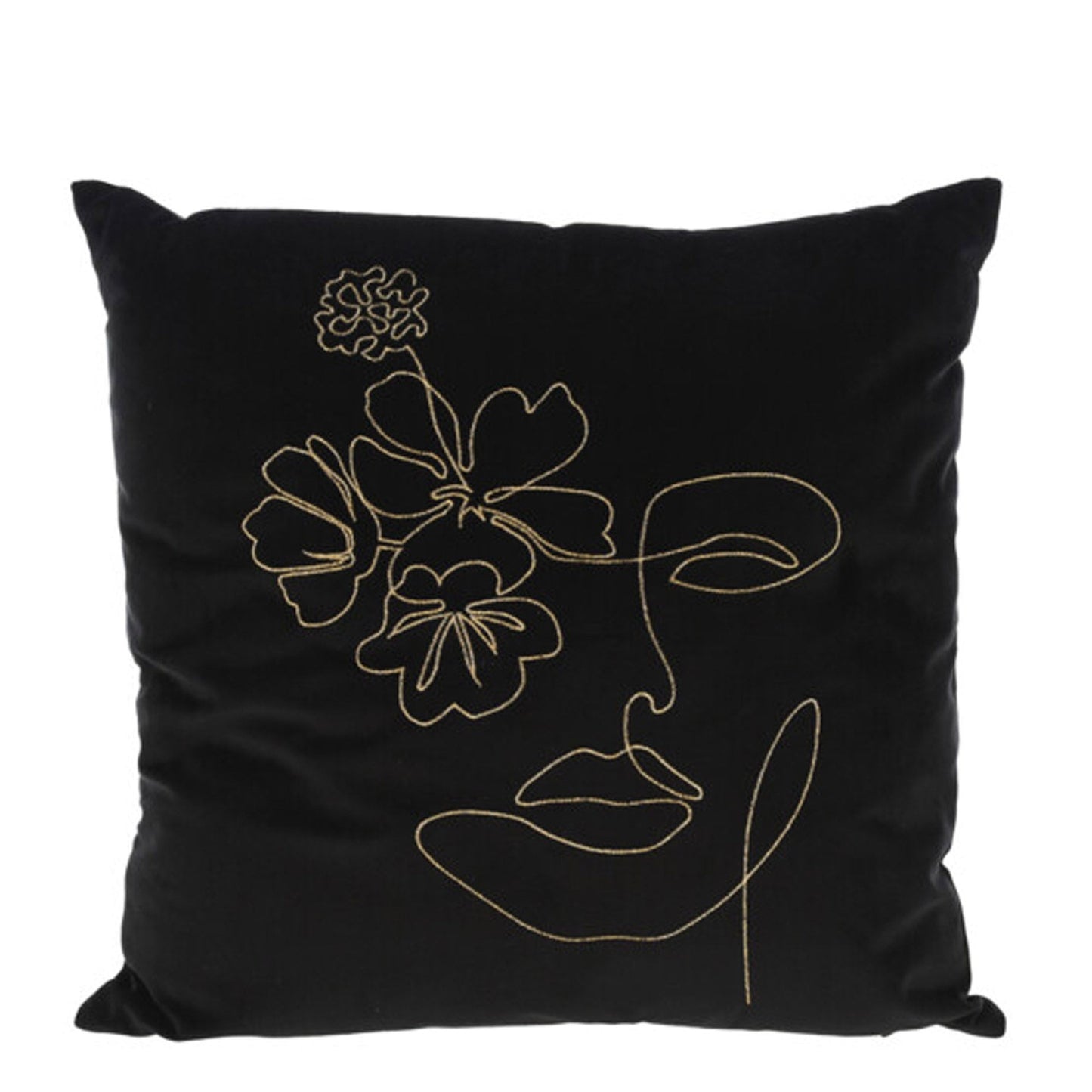 Urban Decor 45cm Velvet Cushion - Black With Floral Print