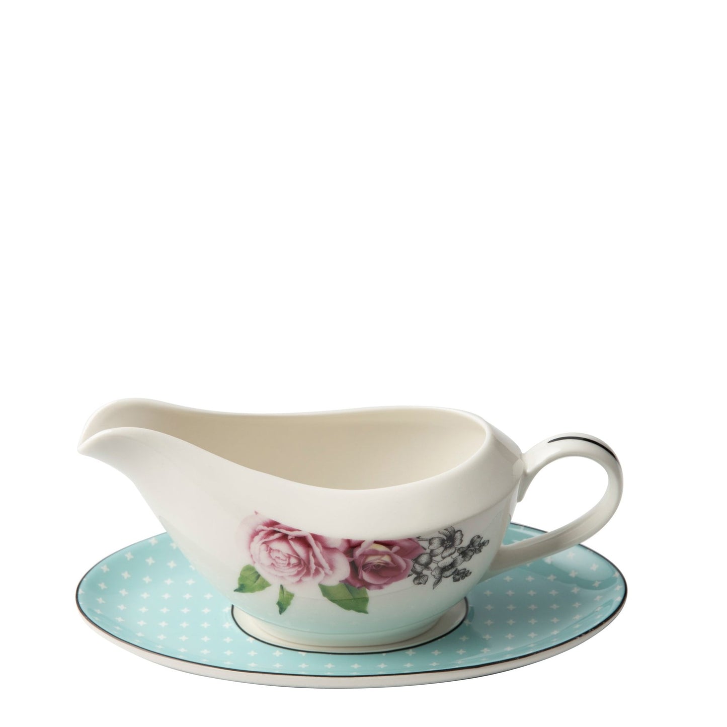 Jenna Clifford Wavy Rose Gravy Boat With Saucer 350ml - White