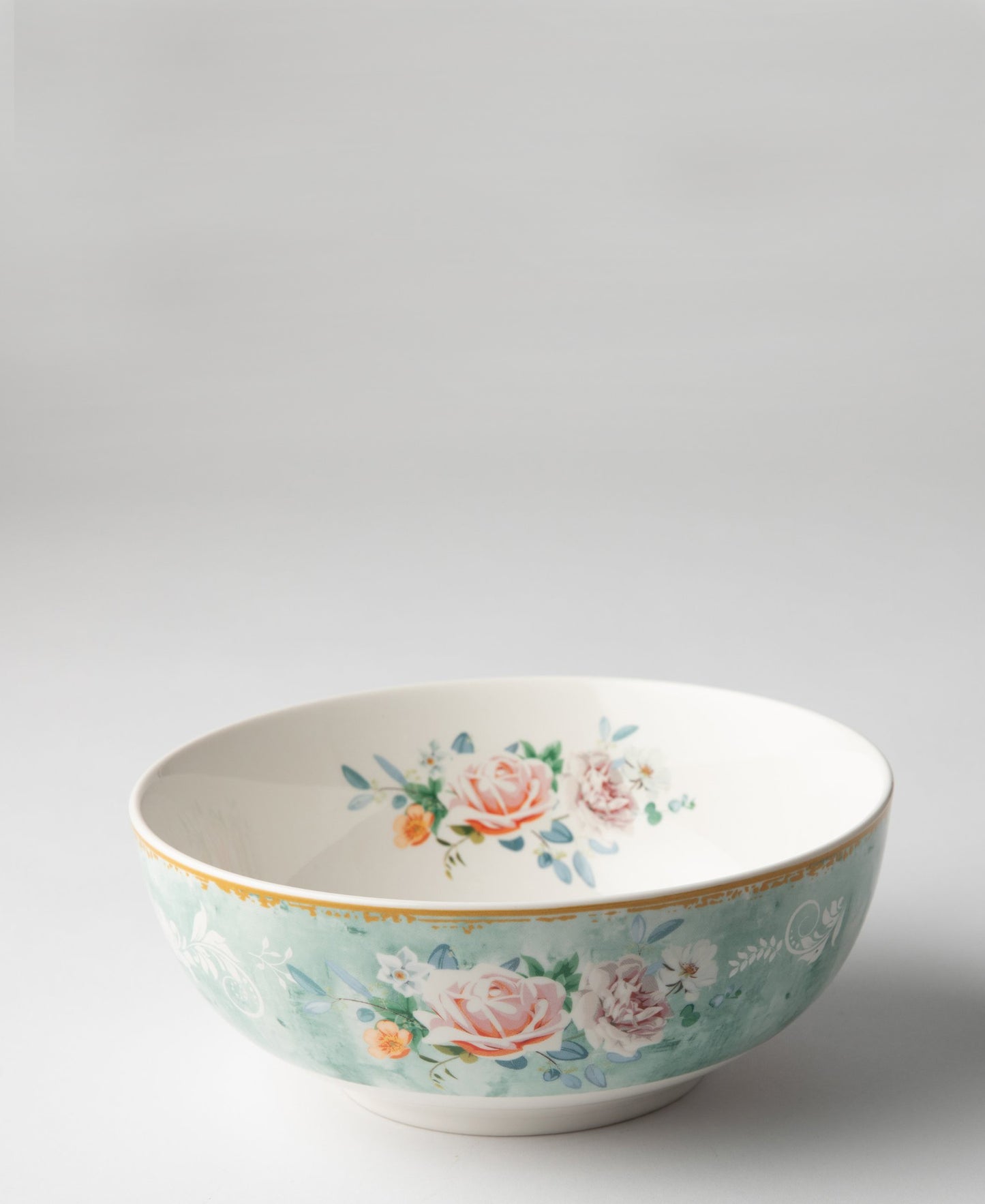Jenna Clifford Green Floral 4 Piece Cereal Bowl Set - White