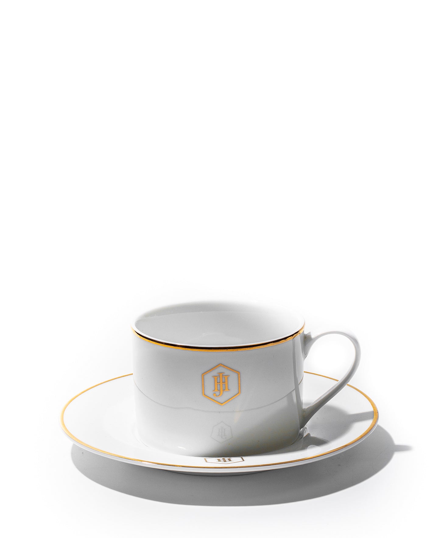 Jenna Clifford 200ml Gold Rimmed Cup & Saucer - White