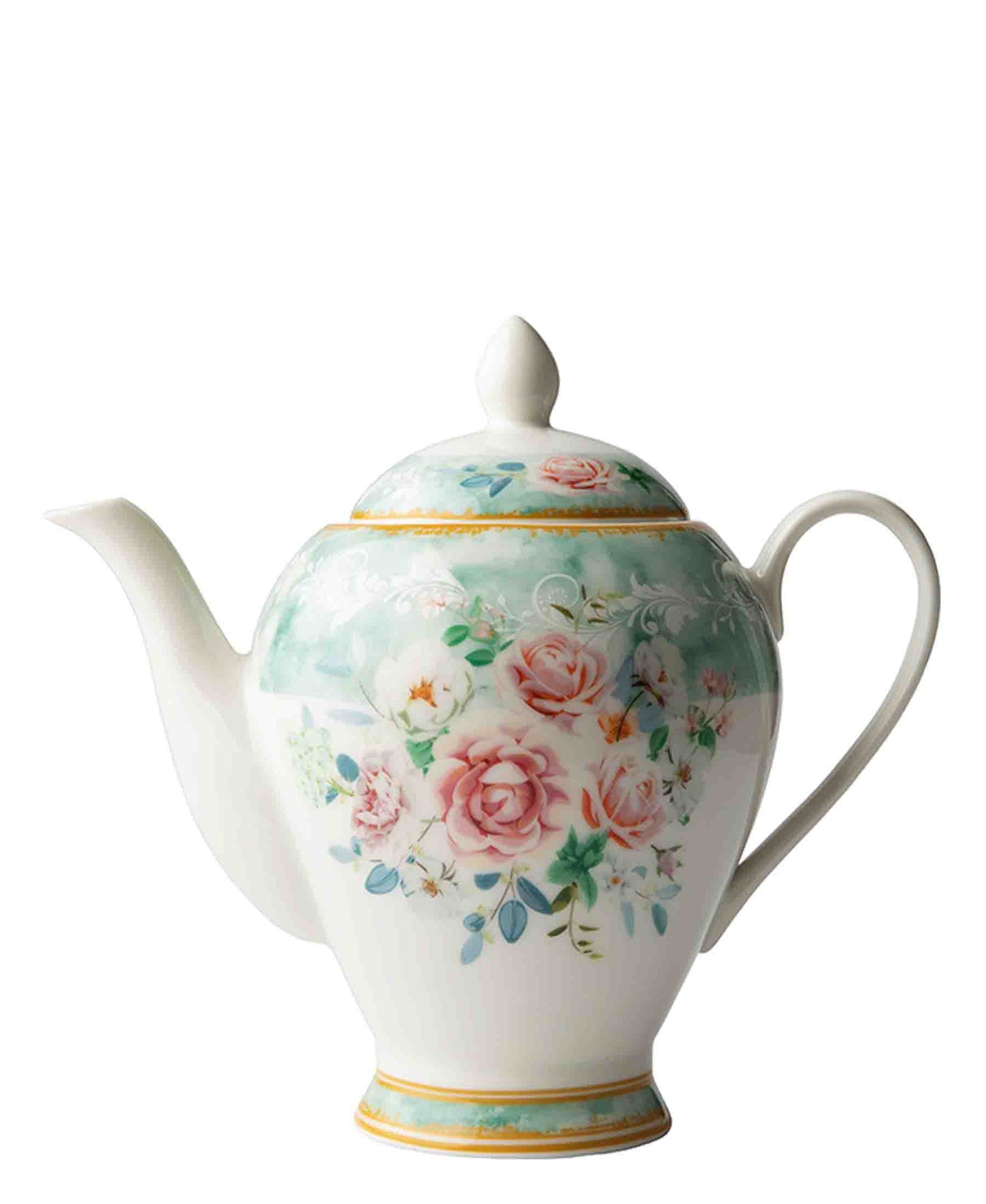 Jenna Clifford Green Floral Tea Pot - Green