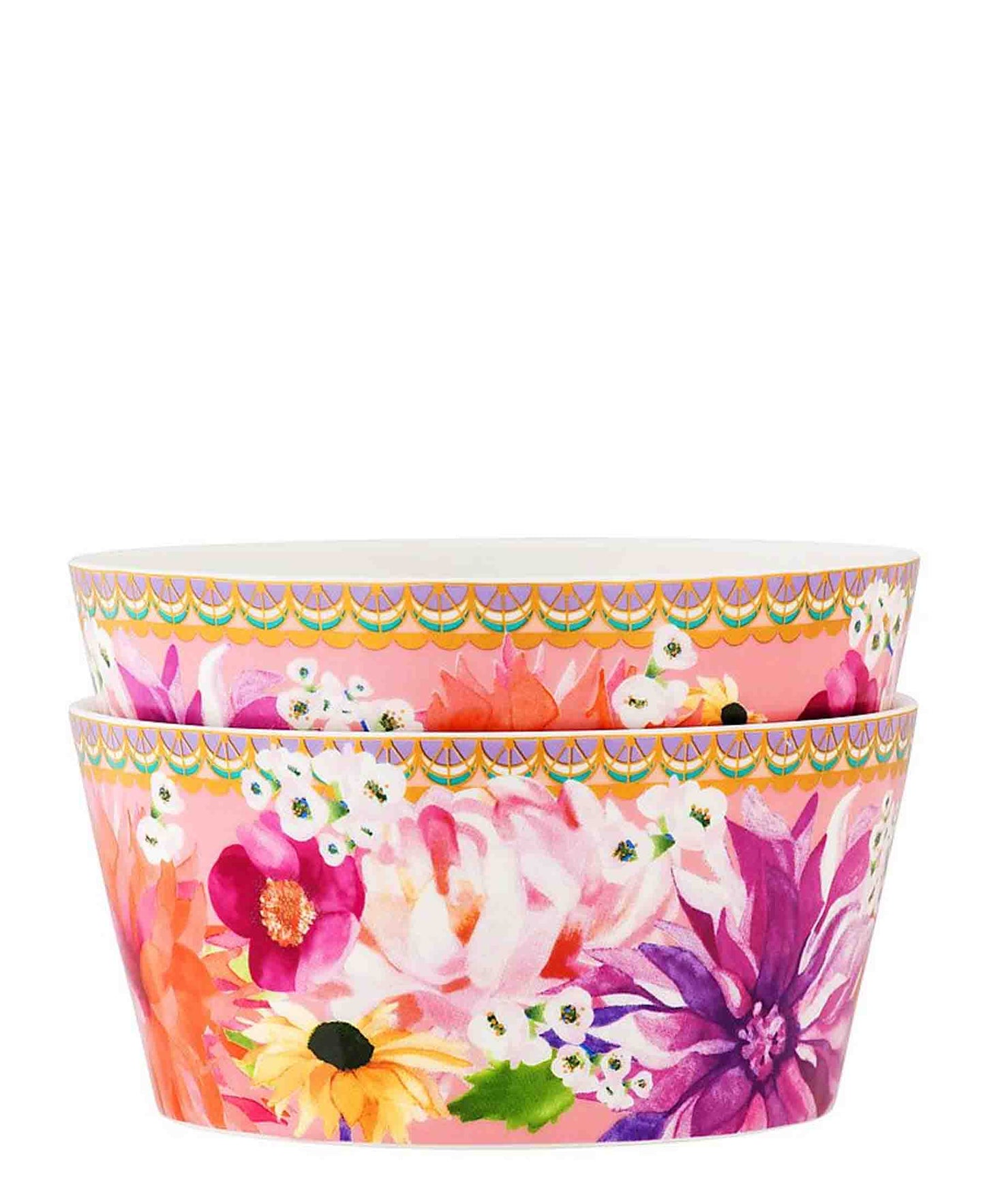 Maxwell & Williams T's & C's Dahlia Daze Bowl 12cm 2 Piece Pink Gift Boxed