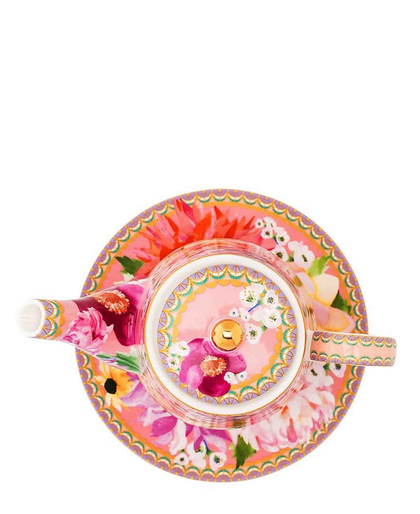 Maxwell & Williams T's & C's Dahlia Daze Tea for One With Infuser 340ML Pink Gift Boxed