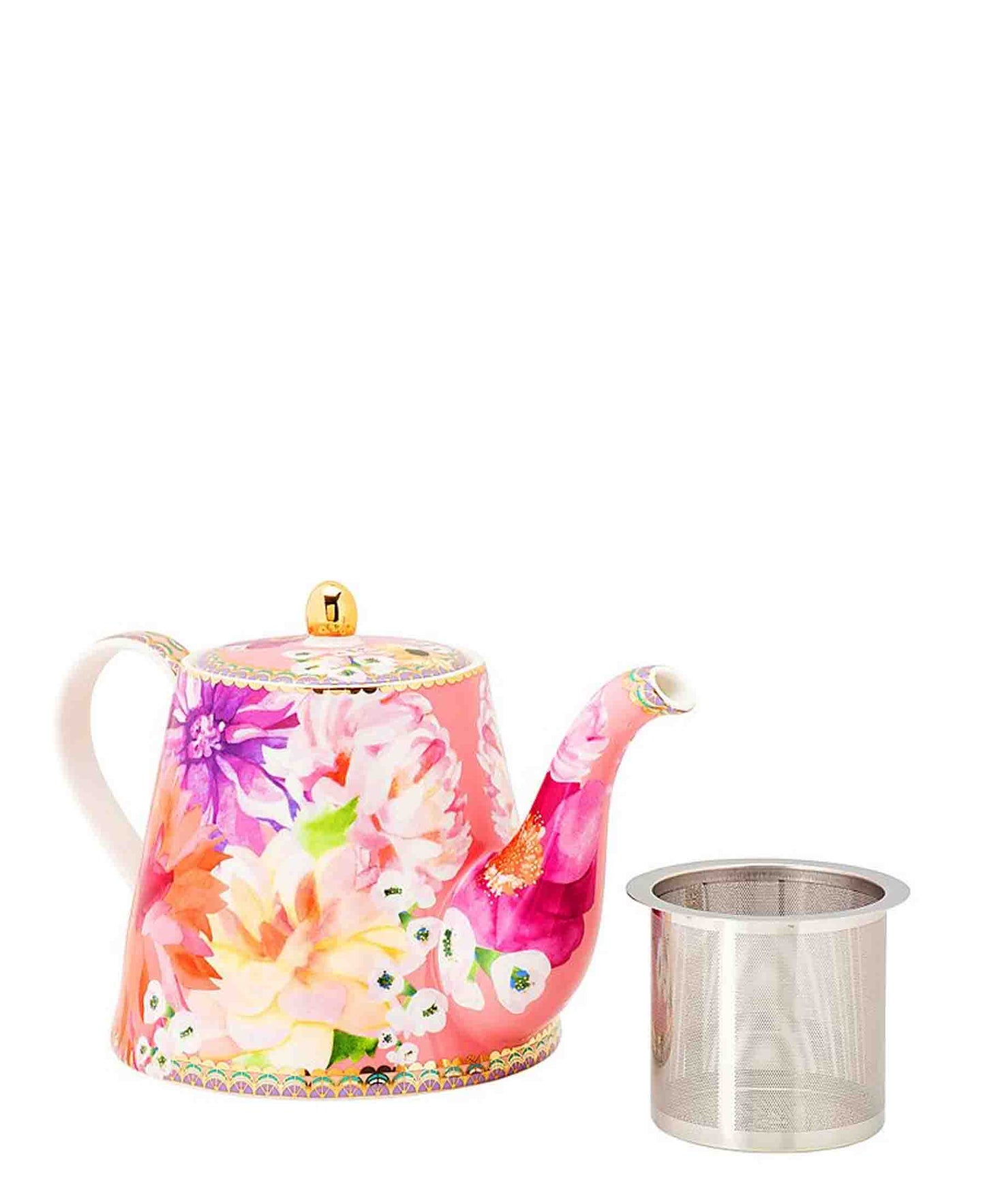 Maxwell & Williams T's & C's Dahlia Daze Teapot With Infuser 500ML Pink Gift Boxed