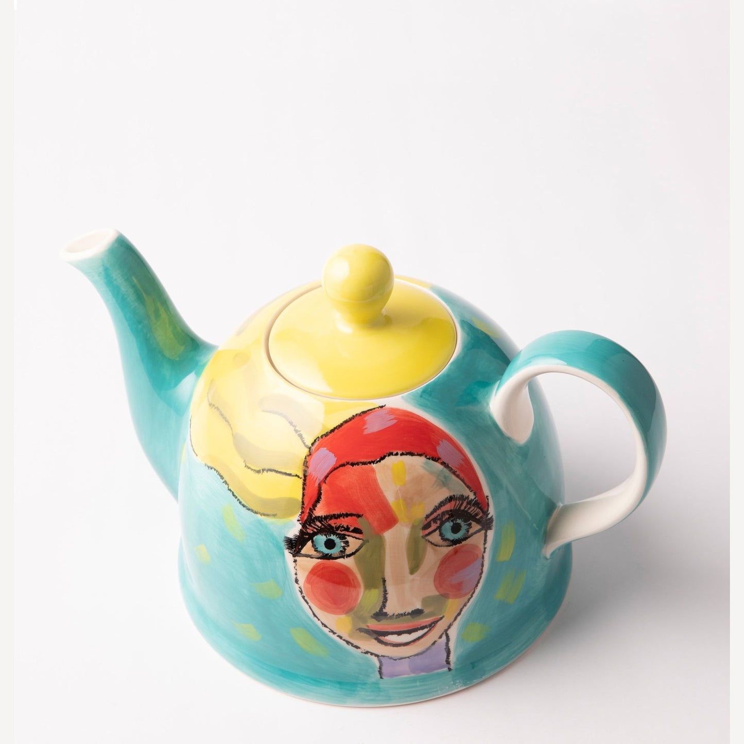 Olivia Artist Lady Teapot - Blue & Yellow