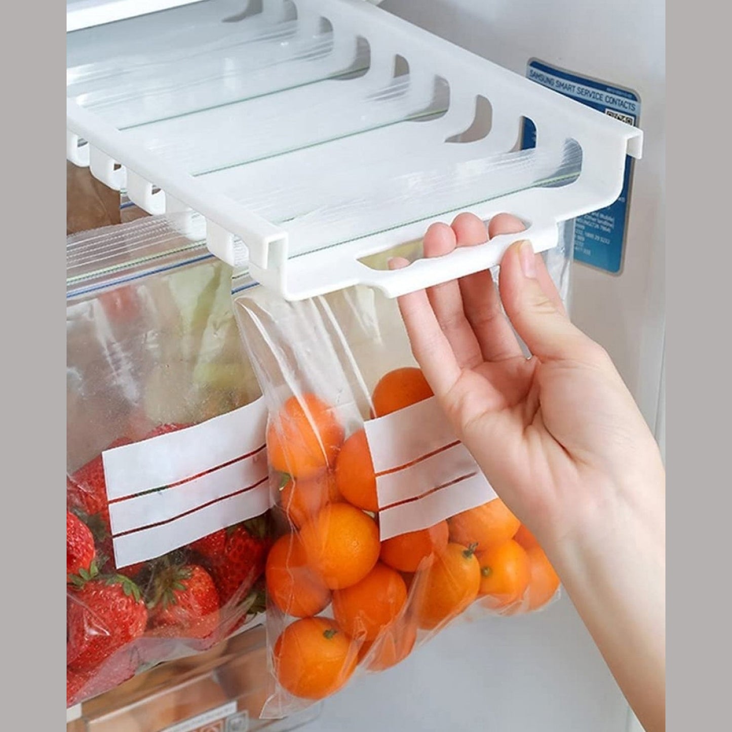 Fine Living Refrigerator Storage Bag Rack - White