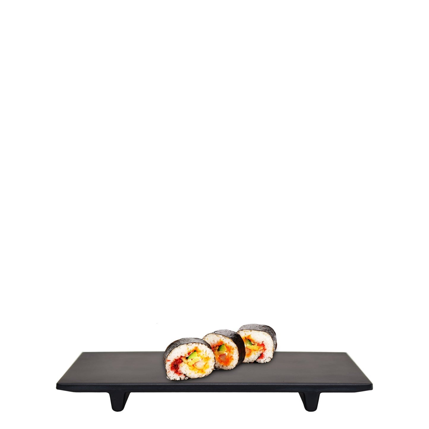 Regent - Melamine Sushi Serving Plate Matt Black Slate 236mm dx138x23mm