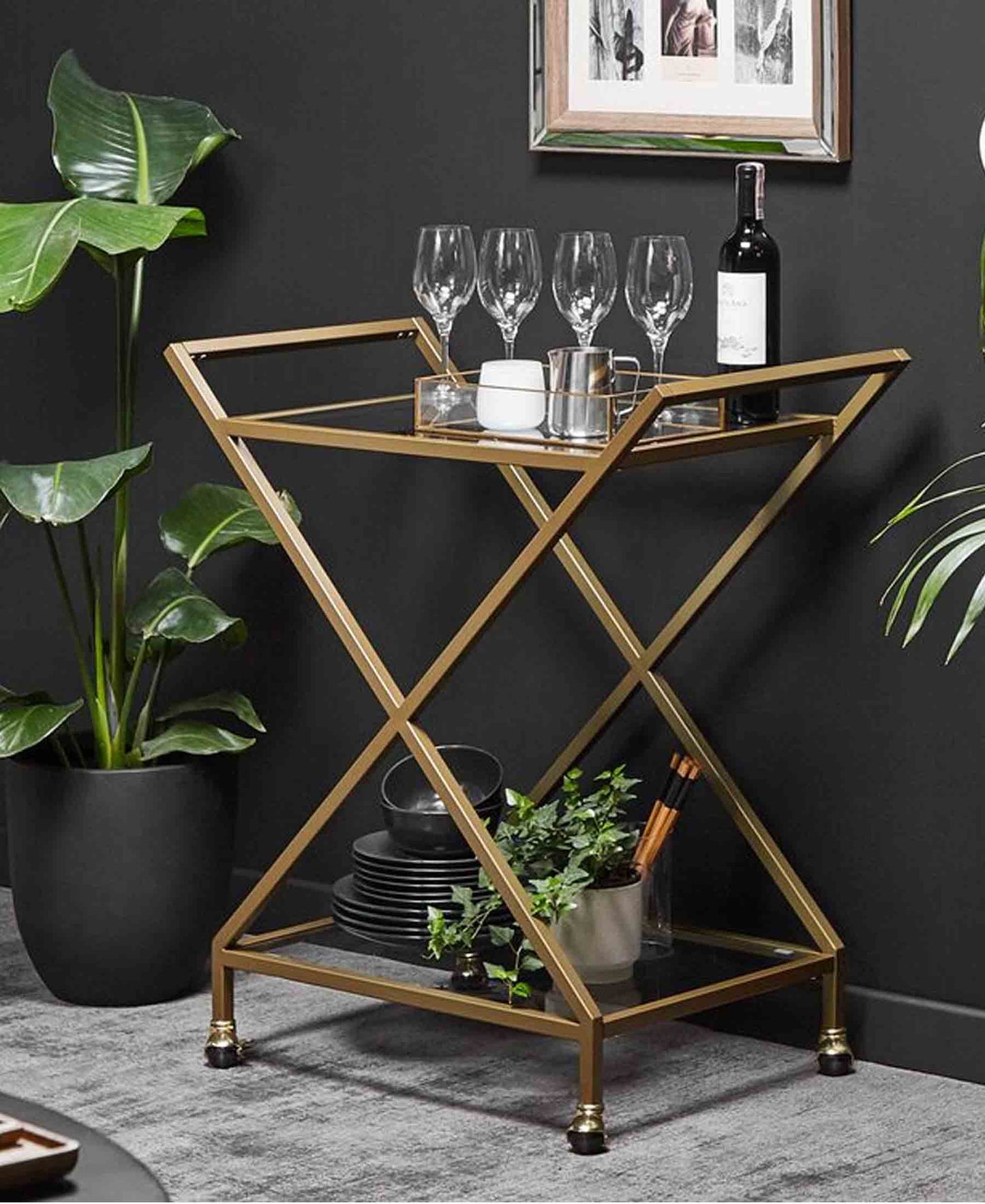 Kitchen Life Serving Trolley - Gold