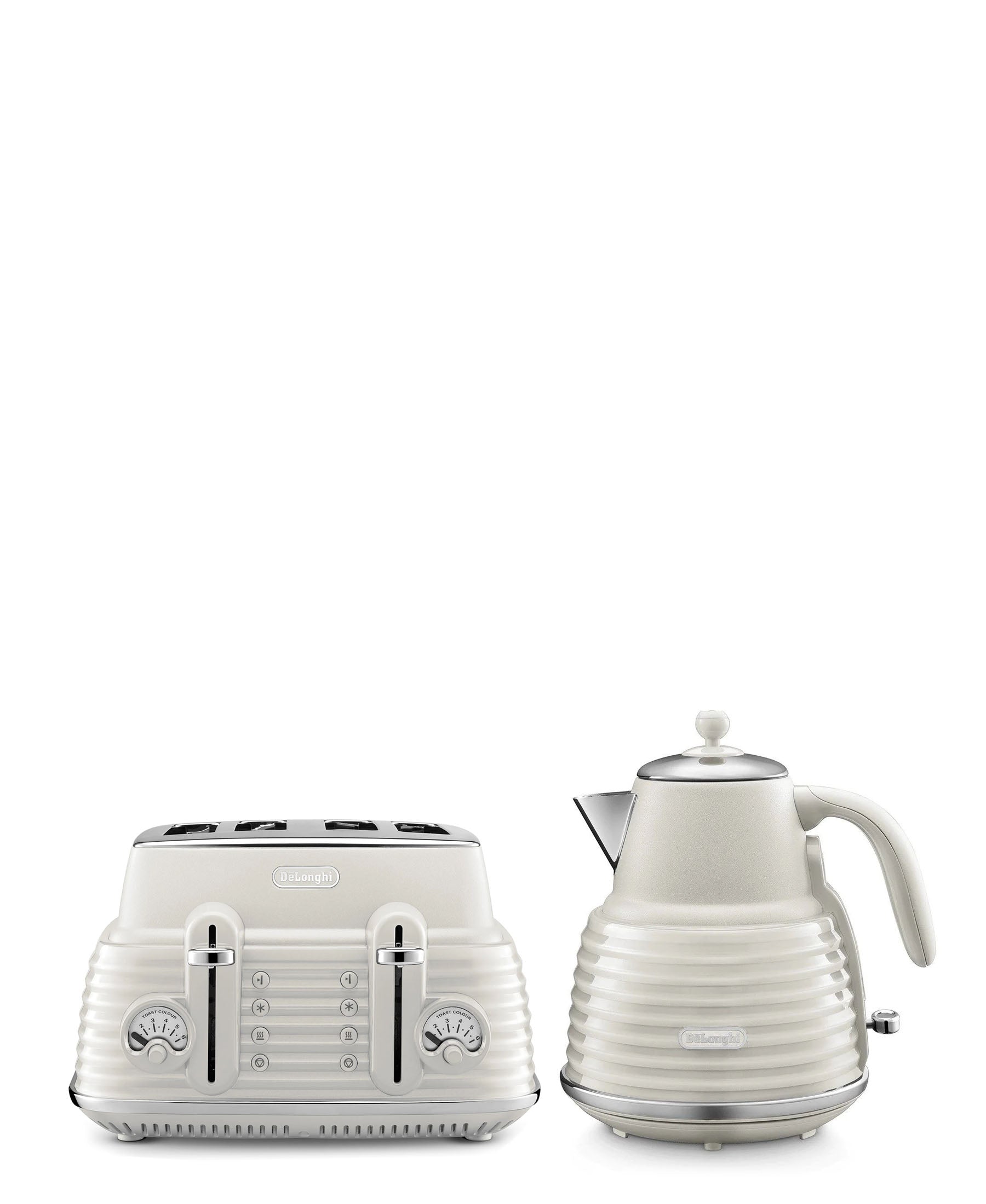 DeLonghi Scultura Scolpito Kettle Toaster Breakfast Pack White