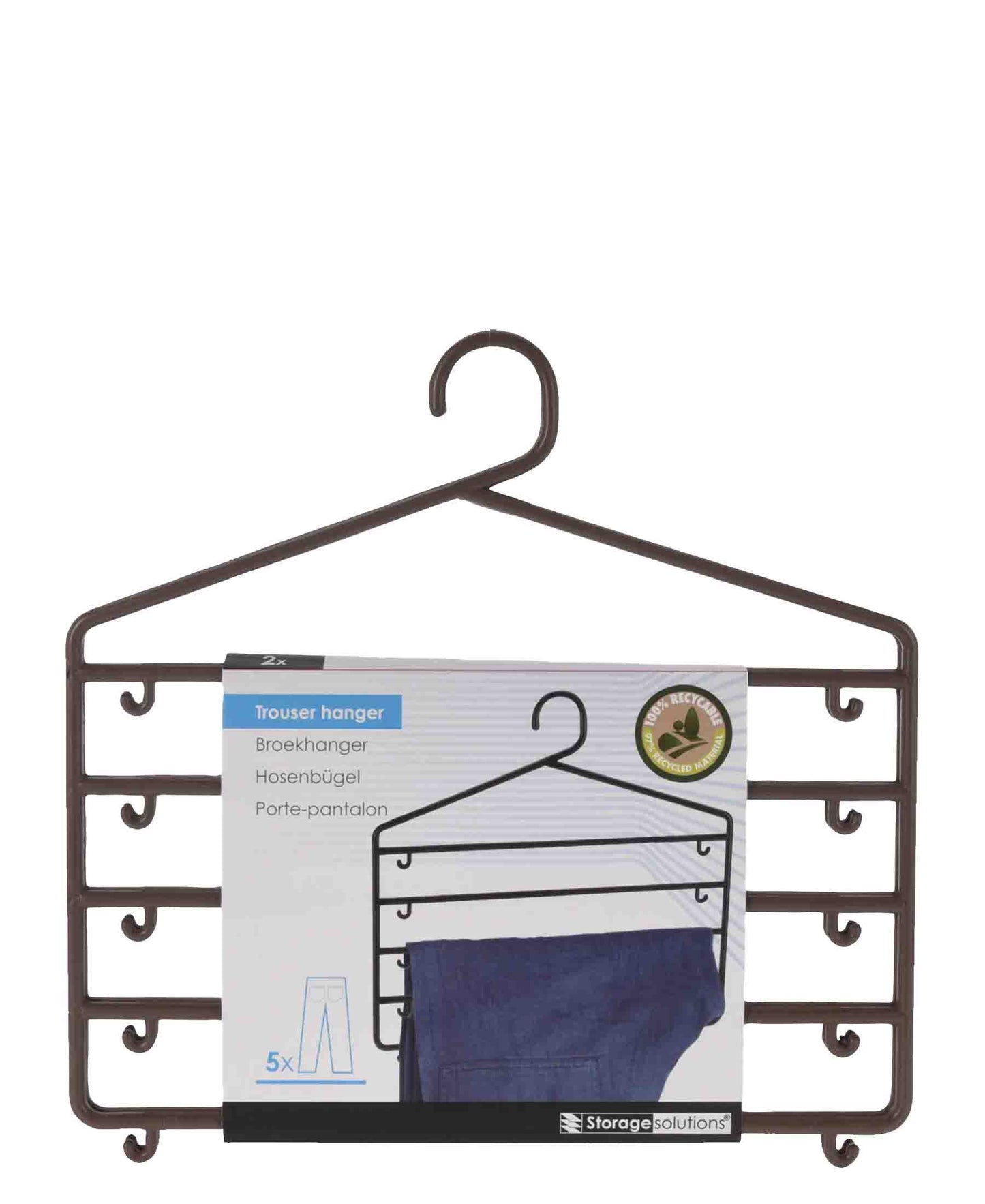 Storage Solutions Trouser Hanger 2 Piece - Brown