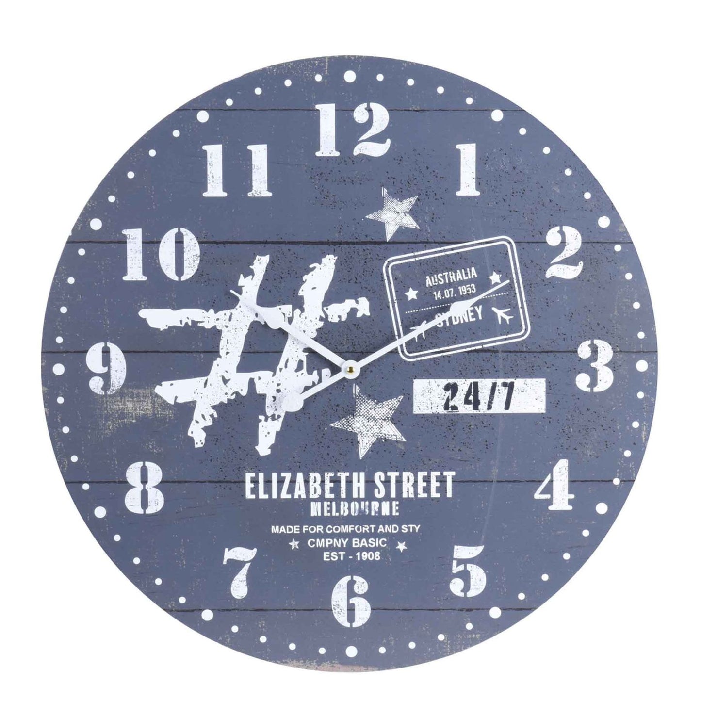 Elizabeth Street Shabby Elegance 55CM Wall Clock - Blue