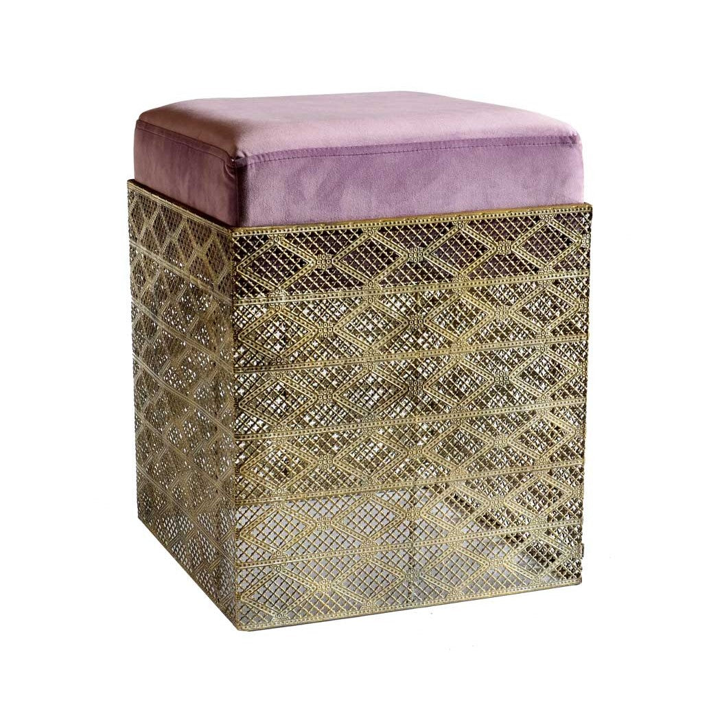 Exotic Designs Metal Russian Square Stool - Lilac