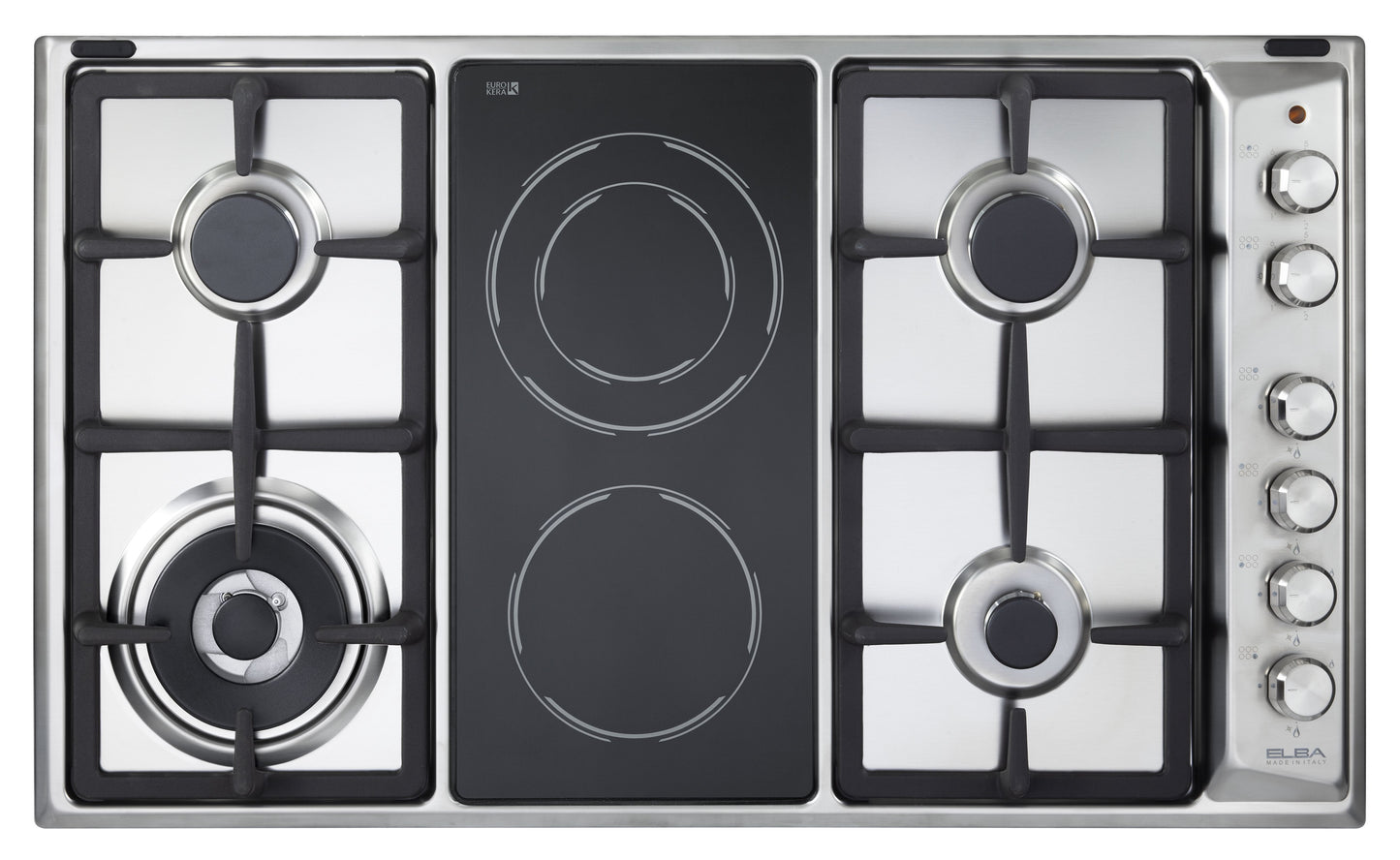 Elba Classic 90cm 4 Burner Gas Hob with 2 Vitro Ceramic Electric Heat Zones