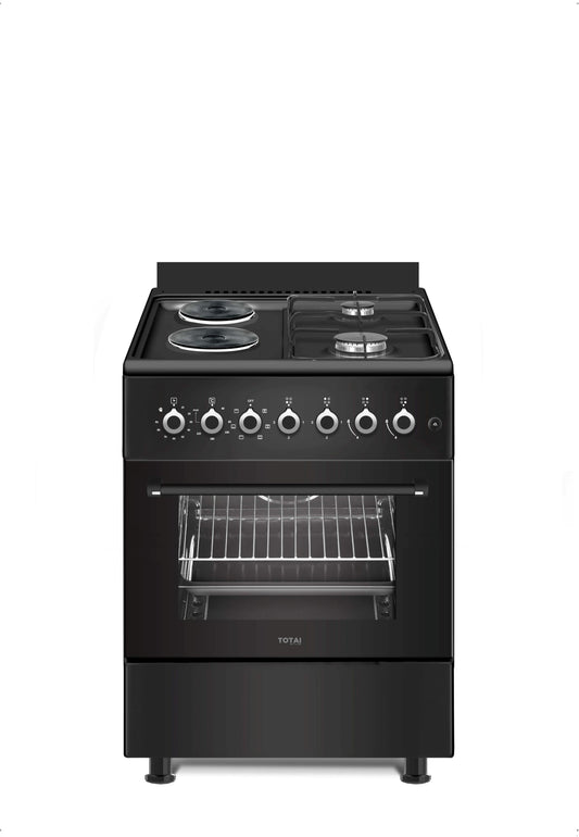 Totai Style 60cm 2 Gas & 2 Electric Stove With Electric Oven - Black