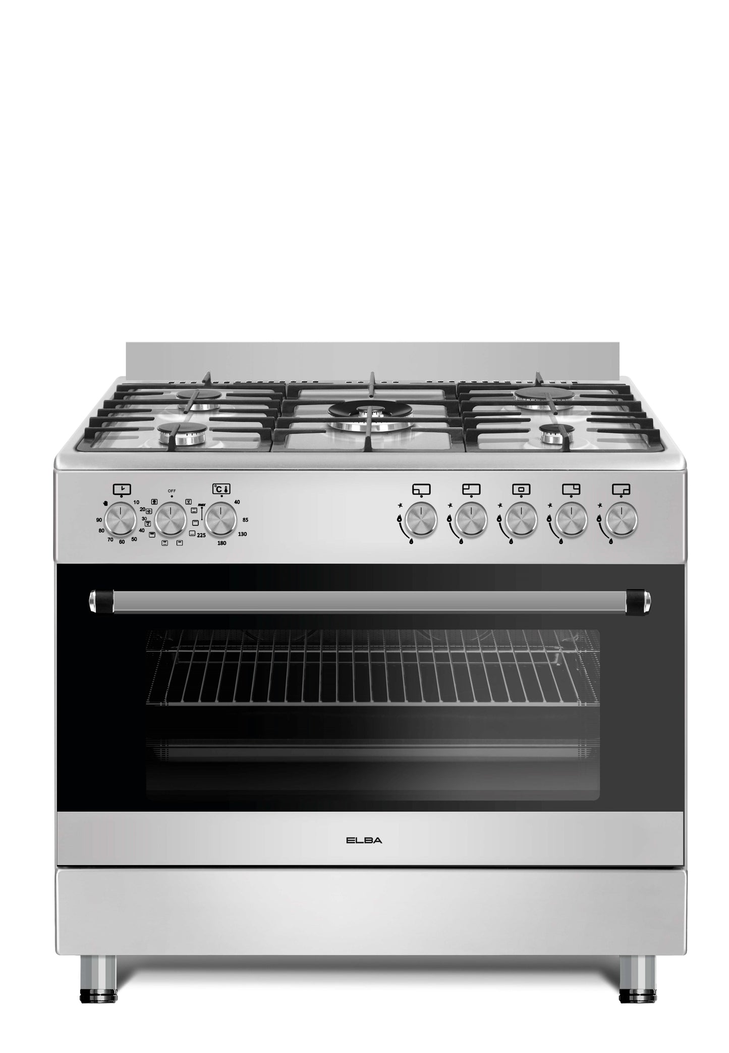 ELBA ESSENTIAL 90CM 5 BURNER GAS STOVE & ELECTRIC OVEN - STAINLESS STEEL + FREE TOTAI HEATER
