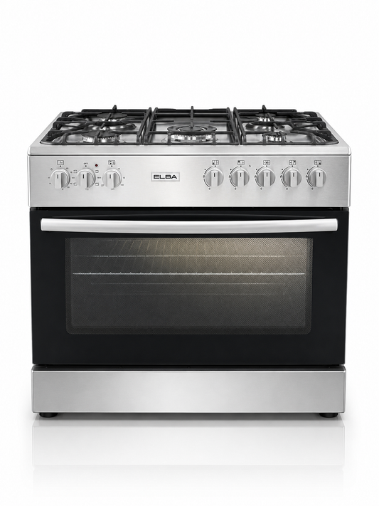 ELBA ESSENTIAL 90CM 5 BURNER GAS STOVE & ELECTRIC OVEN - STAINLESS STEEL + FREE TOTAI HEATER