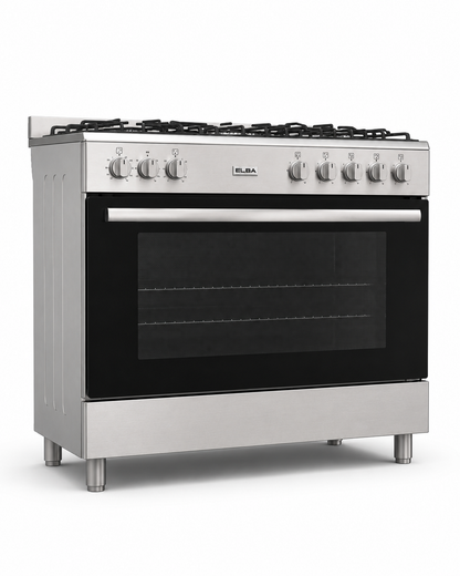 Elba Essential 90cm 5 Burner Gas Stove & Electric Oven - Stainless Steel
