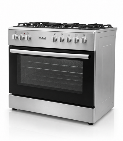 Elba Essential 90cm 5 Burner Gas Stove & Electric Oven - Stainless Steel