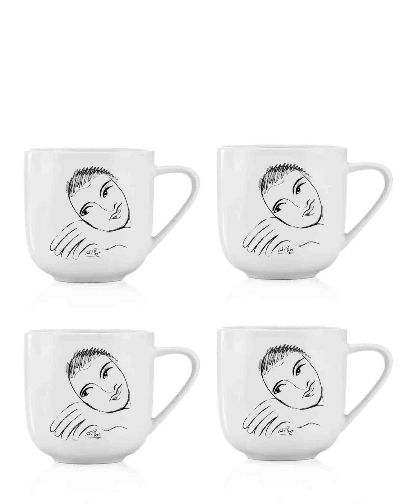 Carrol Boyes 4 Piece Let's Face It Mug Set - White