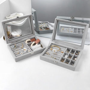 Urban Decor 2 Piece Flannel Jewelry Box Set Grey