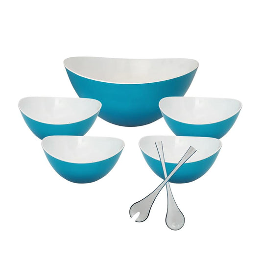 Table Pride 7 Piece Salad Bowl Set Blue