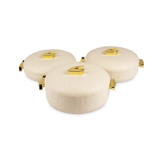 3 Piece Insulated Food Warmer Set with Lids Cream
