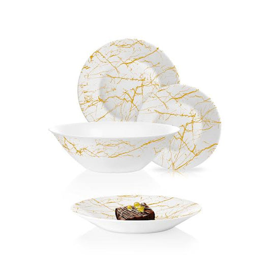 Luminarc Agorar 19 Piece Dinner Set White & Gold