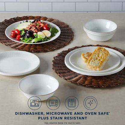 Corelle Hushed Lines 12 Piece Dinner Set White