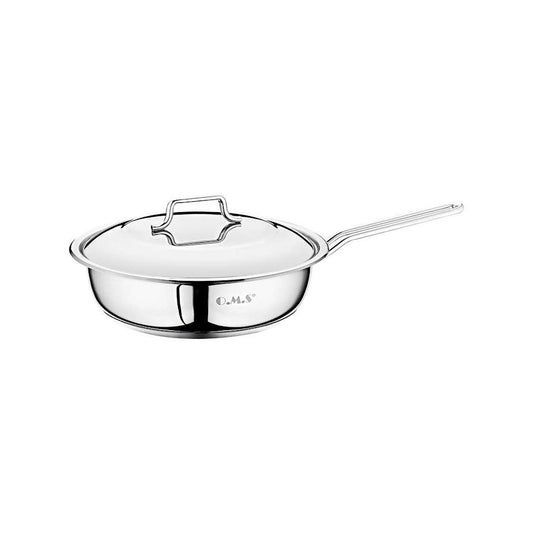 OMS 16cm Stainless Steel Fry Pan with Lid Silver
