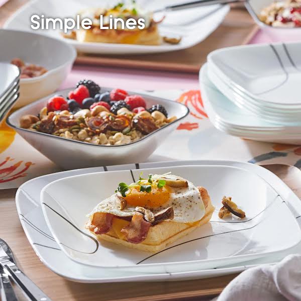 Corelle 18 Piece Simple Lines Dinner Set White