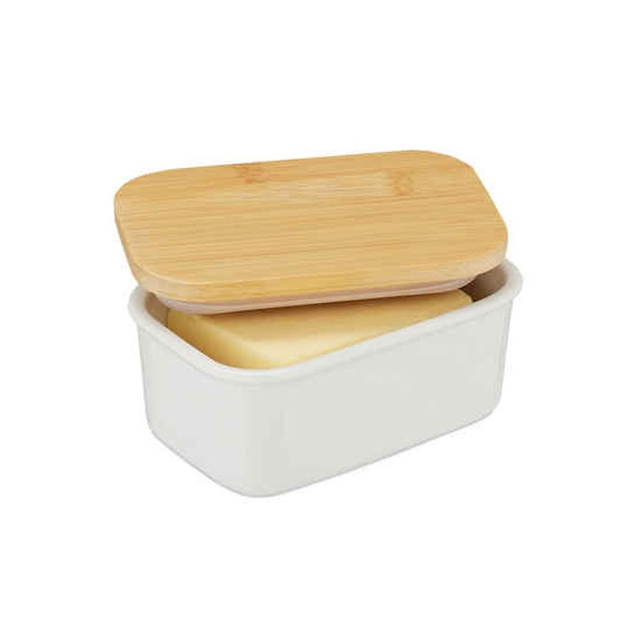 Maxwell & Williams Kitchen Butter Dish with Bamboo Lid White