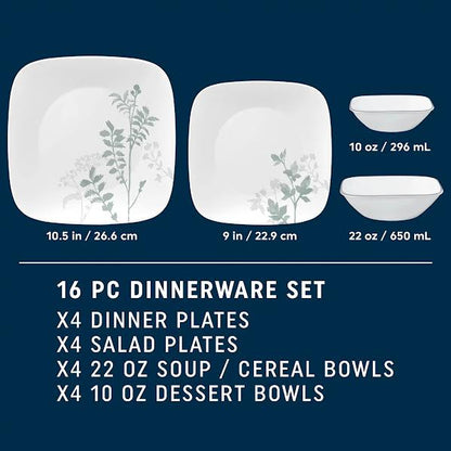 Corelle 16 Piece Amalie Dinner Set White