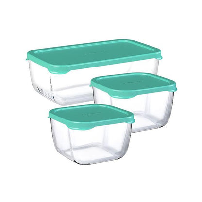 Pasabahce Snowbox 3 Piece Storage Container Set Green Set Of 4