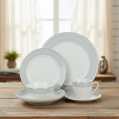 36 Piece New Bone Dinner Set White & Blue